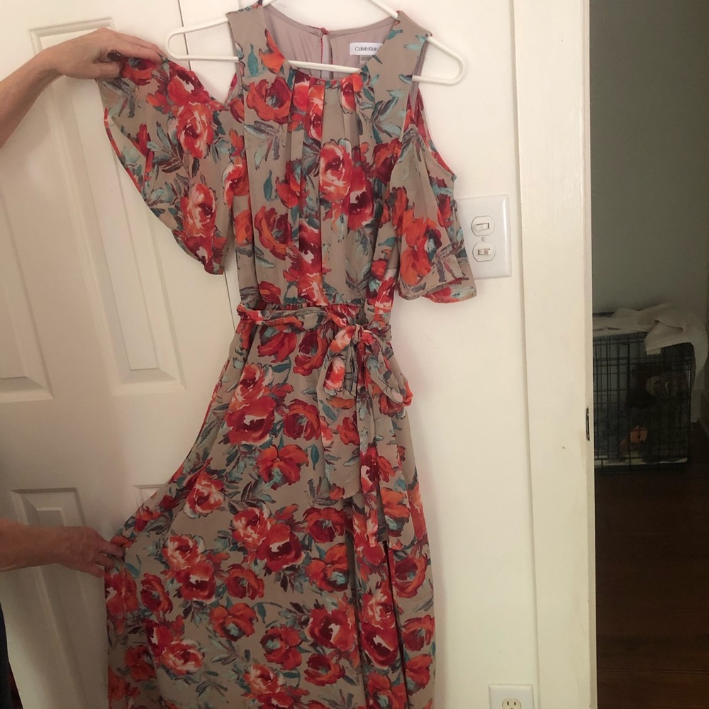 Calvin Klein peekaboo shoulder  maxi dress